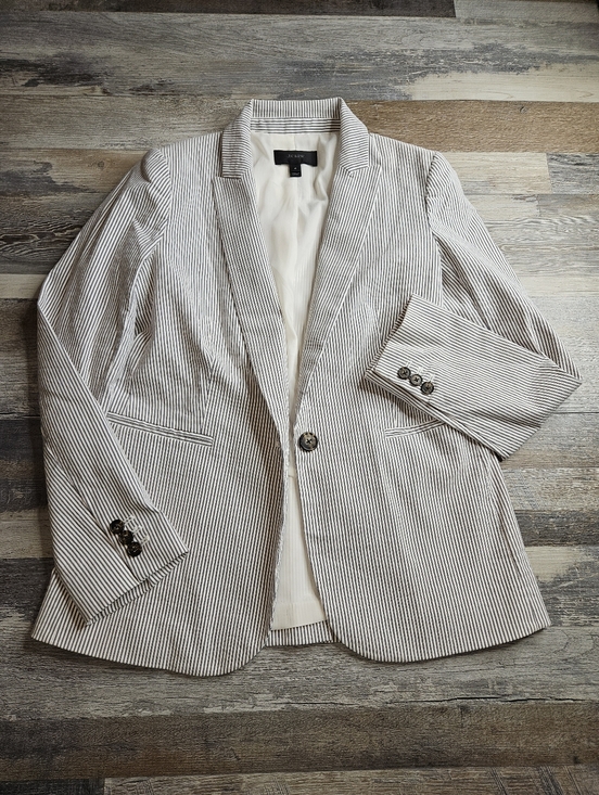 J. Crew Jackets & Blazers - J. Crew Parke Blazer Seersucker Size 4 Grey White Striped